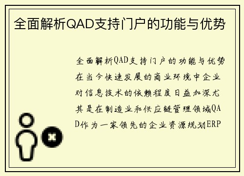 全面解析QAD支持门户的功能与优势